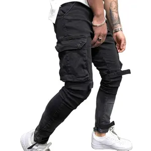 Wholesale 2021 Fashion Cheap Joggers Trousers six pocket Black Pants Men Denim Jeans