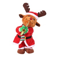 Jouets en peluche douce pour décorations de Noël, poupée chantante et dansante, saxophone, élan, bonhomme de neige, peluche, jouet Père Noël