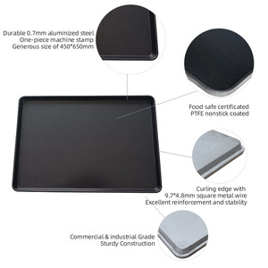 <span class=keywords><strong>Plaque</strong></span> de cuisson industrielle en acier aluminisé 450*650mm, revêtement antiadhésif, plateau de boulangerie robuste pour four, pour la vente en gros et l'OEM - Product Image 2