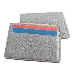Portefeuille fin pour femme en cuir de vache véritable bleu clair avec motif de dragon en relief, portefeuille de mode en cuir véritable pour femme - Product Image 3