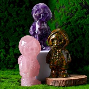 ของขวัญฮาโลวีนลดราคาพิเศษ แกะสลักคริสตัลรูปแจ็คจากหินออบซิเดียนสีดำ งานฝีมือบำบัดทางจิตวิญญาณเพื่อการตกแต่ง - Product Image 3