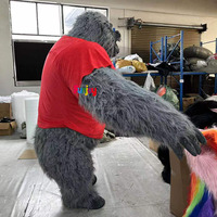 Costume de mascotte gonflable en peluche King Kong Gorilla avec t-shirt personnalisé avec logo pour la publicité d'Halloween, usage adulte