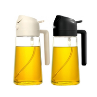Vente en gros directe usine : Distributeur et pulvérisateur d'huile de luxe 2-en-1 pour cuisine, bouteille en verre de 470 ml (16 oz) pour huile d'olive, idéale pour la cuisson