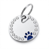 Médaille Ronde pour Collier de Chien en Alliage de Zinc, avec Empreinte de Patte, Identifiant d'Animal de Compagnie pour Collier, Personnalisation Possible