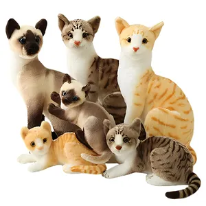 Реалистичная плюшевая игрушка, плюшевая игрушка из шерсти кошки, Мягкая Реалистичная плюшевая игрушка для кошки, популярная имитация, милый плюшевый Кот