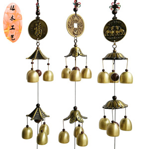 Campanas de viento de 2 pisos al por mayor, con diseños de Doble Pez, <span class=keywords><strong>Ocho</strong></span> <span class=keywords><strong>Trigramas</strong></span>, Qil, Pavo Real y Colgantes Kangxi, estilo japonés, en stock - Product Image 2