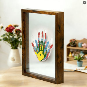 <span class=keywords><strong>Kit</strong></span> souvenir empreinte de main de bébé tout-en-un, cadre en bois avec fentes en acrylique, 6 peintures non toxiques incluses, coffret cadeau souvenir nouveau-né - Product Image 1