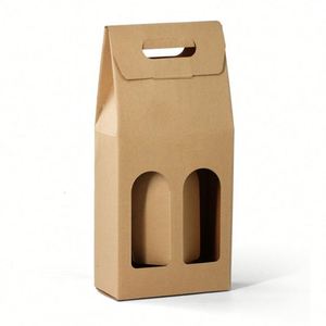 Cajas de papel de regalo para botellas de vino corrugadas al por mayor, 2 cajas de envío portátiles para whisky con asa de troquelado para <span class=keywords><strong>vodka</strong></span> y Tequila - Product Image 1