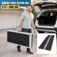 Rampa de Movilidad Plegable de Aluminio de 2 Pies, 600 LBS, Antideslizante, con Asa, Portátil, para Sillas de Ruedas y Scooters, Venta al por Mayor de Fábrica