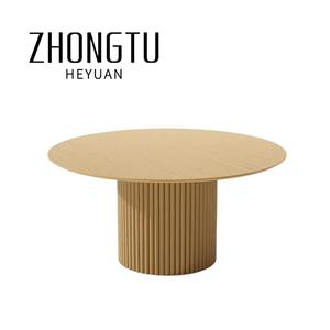 Juego de mesa de comedor con pedestal de roble macizo moderno, sillas de comedor de madera para cocina de 6-8 plazas, muebles para el hogar, restaurante, comedor - Product Image 1