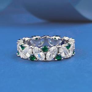 Hochwertiger Luxus Wasserdichter Damen 925 Sterling Silber Ehering Verlobungsring Versprechensring 5A Zirkonia Tennis-Ring Schmuck - Product Image 5