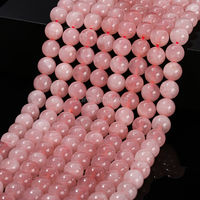 Perles rondes en quartz rose naturel de Madagascar, fil de pierres, matériau pour la fabrication de bijoux artisanaux DIY, accessoire en cristal de guérison