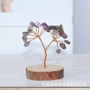 Crystal Tree Ornament Natural Stone <b>Wire</b> <b>Craft</b> Eco-Friendly Wood Base Home Decor Gift - Product Image 4