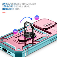 Coque de protection antichoc et anti-chute en TPU souple + PC, trois-en-un, avec anneau magnétique pour voiture, compatible avec les téléphones