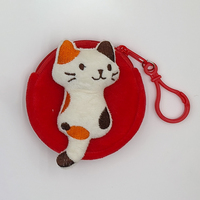 Dompet Koin Plush Kawaii Portabel Mini dengan Ritsleting Gantungan Kunci Dompet Uang Koin Hewan Kartun untuk Wanita