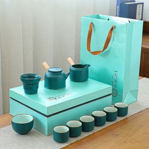 Factory Supply Reasonable Price Wholesale Chinese Design 10-Piece Handmade Ceramic Porcelain Tea <b>Set</b> - Product Image 5