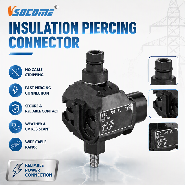 1kv 11kv Waterproof Overhead Line Connector Insulated Piercing Clamp IPC Connector ABC Cable Low Voltage Brass PA66 Housing