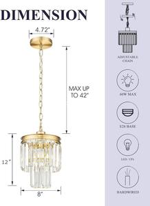 Branche d'arbre d'or en cristal de 18 pouces lustres ronds suspendus pour salle à manger - Product Image 2