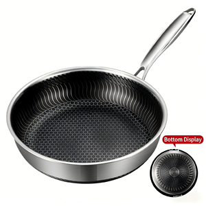 Poêle à frire antiadhésive en acier inoxydable de 24-30 cm, résistante aux hautes températures, à motif nid d'abeille, pour le camping et les pique-niques en extérieur - Product Image 4