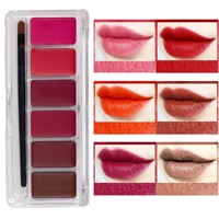 Palette de lèvres 6 couleurs, texture crémeuse, pigment riche, glisse douce, légère, confort toute la journée, maquillage des lèvres mélangeable, cosmétiques