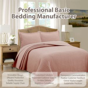 Besta Bán Buôn 3Pcs Trọng Lượng Nhẹ Vải Sợi Nhỏ Quilt Coverlet Trải Giường Bộ Hình Học Sọc Mô Hình Bộ Đồ Giường - Product Image 2