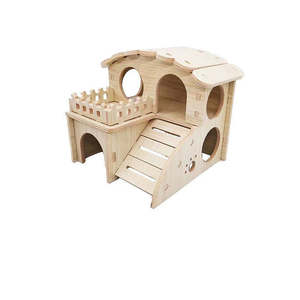 Qbellpet Vente en gros Offre Spéciale Bois Usine Personnalisé Couleur Bois Massif <span class=keywords><strong>Hamster</strong></span> Maison En Bois Maison Pour Animaux De Compagnie Coupe-Vent Cachette Cage - Product Image 6