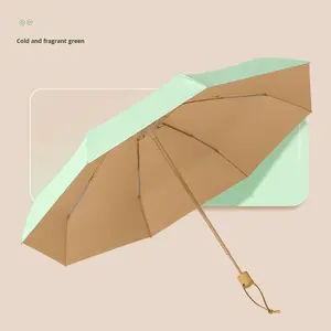 Adorables parapluies à logo imprimé pour hommes femmes manche en plastique bois massif petit <span class=keywords><strong>parapluie</strong></span> à 8 os fraîchement coloré - Product Image 5