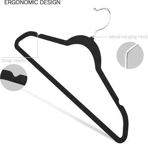 Cintres en velours, lot de 100, cintres en plastique pour adultes, antidérapants, cintres de luxe pour vêtements, vente en gros - Product Image 3