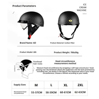 Casque de moto rétro en fibre de carbone, best-seller, demi-visage, avec doublure confortable, lunettes de protection, vente en gros d'usine de casques