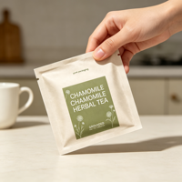 Sachets personnalisés en aluminium et Mylar thermoscellables à trois soudures latérales pour café et thé, sachets alimentaires vides pour thé, conformes aux normes alimentaires