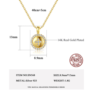 CZCITY <span class=keywords><strong>Best</strong></span> <span class=keywords><strong>Friend</strong></span>-Colgante de plata 925 con flor de nacimiento, joyería de plata chapada en oro para mujer - Product Image 2