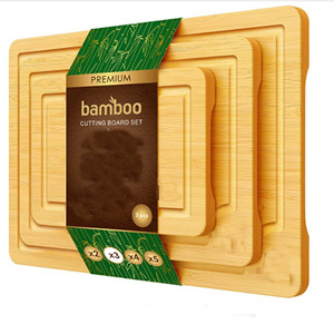 ชุดเขียงไม้ไผ่ 3 ชิ้น รูปทรงสี่เหลี่ยมผืนผ้า สำหรับหั่นอาหารในครัว - Product Image 5
