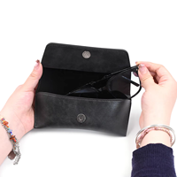 Étui à lunettes de soleil en cuir de luxe Bestclean avec logo, étui d'emballage portable personnalisé avec bouton magnétique pour lunettes de soleil D10-R17
