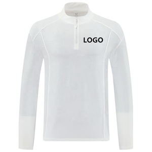 T-Shirt Fitness Personalizzata per Uomo, <span class=keywords><strong>Abbigliamento</strong></span> Sportivo Autunno-Primavera, Grigio con Zip 1/4, Vendita all'Ingrosso, Design Lul per Palestra - Product Image 3