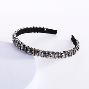 <span class=keywords><strong>Bandeau</strong></span> perlé élégant femmes Baroque diamant éponge strass bandeaux fins pour les filles - Product Image 6