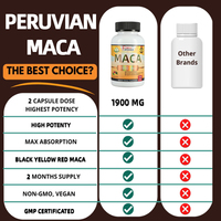 Cápsulas de raíz de maca negra, amarilla y roja personalizadas de Shecome, veganas, sin OMG, sin gluten, cápsulas de maca de alta potencia, píldoras para agrandar el pene