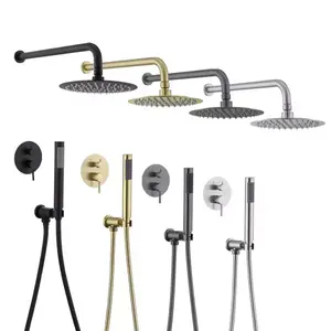 Wholesale Two Function Bathroom Black Rainfall Concealed Shower Mixer Set With Hand Shower