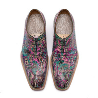 Les Trois Loyautés de Taoyuan - Chaussures Formelles Traditionnelles Chinoises pour Hommes en Cuir Véritable d'Alligator Peintes à la Main