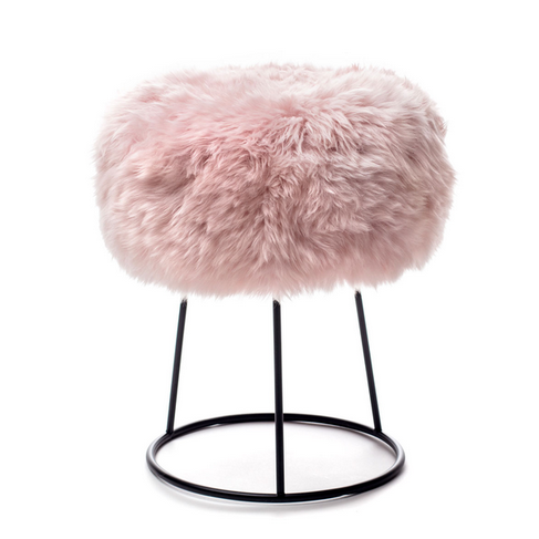 Decorative Metal Stool with Sheepskin Cover Hotel Chair