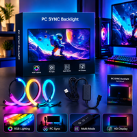 Barre lumineuse pour écran de jeu PC de bureau USB RGBIC 5050 60LEDs/m 5V Bande de rétroéclairage en silicone avec contrôleur pour moniteur de 24 à 34 pouces