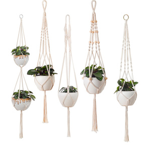 <span class=keywords><strong>Pot</strong></span> <span class=keywords><strong>de</strong></span> <span class=keywords><strong>fleurs</strong></span> tissé à la main, filet en coton, panier suspendu tissé, cintre pour plantes en macramé - Product Image 1