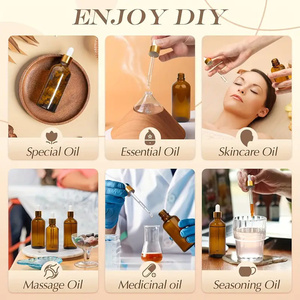 30ml 1Oz 50ml 100ml piatto rotondo ambra vetro contagocce bottiglia di vetro con tappo contagocce dorato per <span class=keywords><strong>olio</strong></span> essenziale - Product Image 5