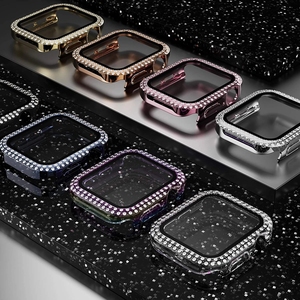 Étui de protection rigide en PC avec double rangée de cristaux et diamants pour <span class=keywords><strong>Apple</strong></span> <span class=keywords><strong>Watch</strong></span> Series P 8 7 6 5 4 <span class=keywords><strong>3</strong></span> pour femmes - Product Image 2
