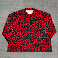 Sweat-shirt en coton polyester à imprimé léopard avec logo personnalisé BENTURA, col rond surdimensionné, coupe ample, manches longues