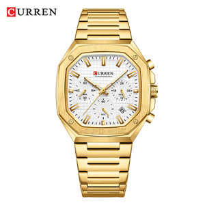 Montre Chronographe Homme Curren 8459 à Quartz, Design Unique, Cadran Carré Vintage, Bracelet en Alliage d'Acier Inoxydable 20mm, Tendance Décontractée - Product Image 4