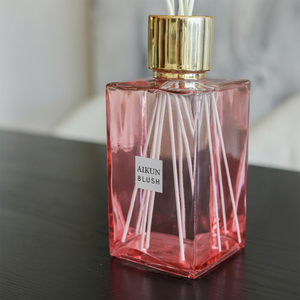 Aikun 2200ml MOQ 30pcs 3 Day Sample 7 Day Ship Sticker Logo Long Lasting Pink Square Glass Reed <b>Diffuser</b> Gift Set for Ecommerce - Product Image 2
