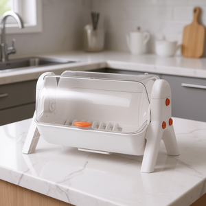 Estante para platos de doble capa con tapa y estante de almacenamiento para organizar utensilios de cocina en los gabinetes, diseño minimalista - Product Image 2