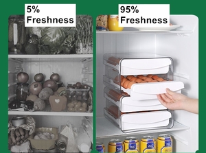 Kotak Telur Transparan Dua Lapis Wadah Penyimpanan Putih untuk Kulkas Plastik 2 Lapisan Organizer Nampan Penyimpanan Makanan - Product Image 6