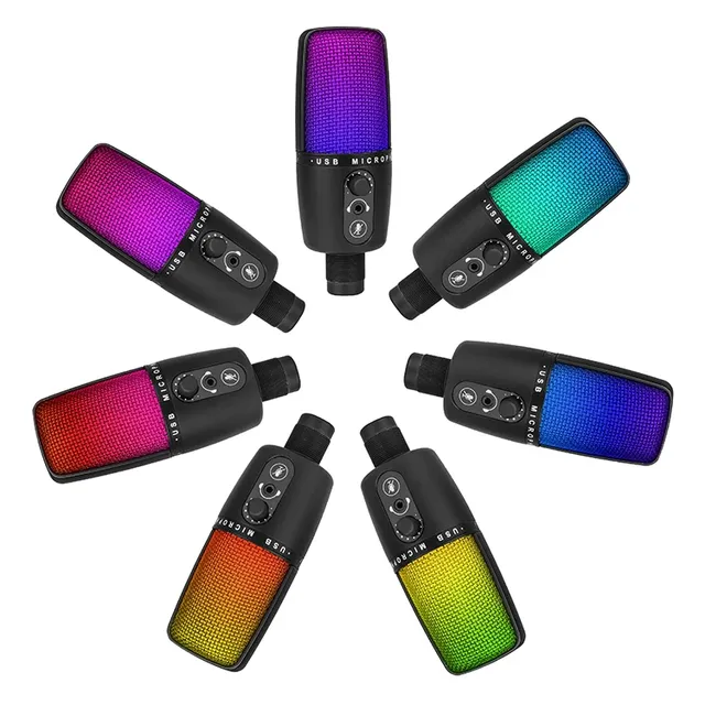 Featured Supplier Wireless Conference Microphone for Streaming & Desktop Recording-Large Condenser Noise Cancelling RGB Lighting