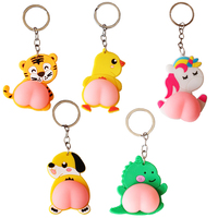 Jouet à presser en forme d'ourson 3D mignon et amusant, en forme de fesses d'animal de dessin animé, écologique, flottant, durable, doux, en caoutchouc, imprimé offset, avec mousqueton